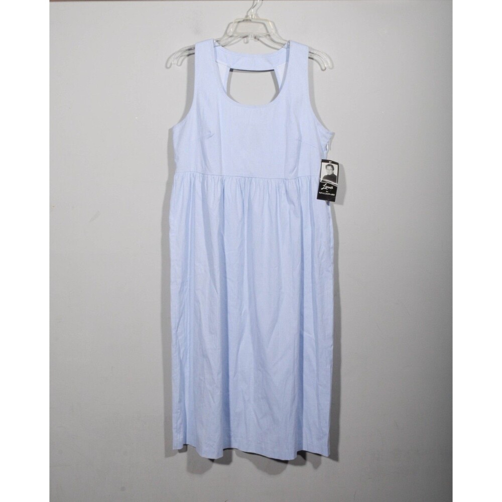 NWT Lennie for Nina Leonard Blue Pinstripe Fit & Flare Midi Coastal Dress Sz 12